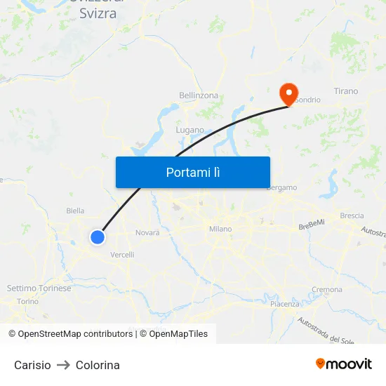 Carisio to Colorina map