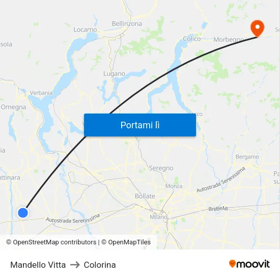 Mandello Vitta to Colorina map