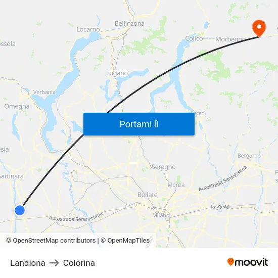 Landiona to Colorina map