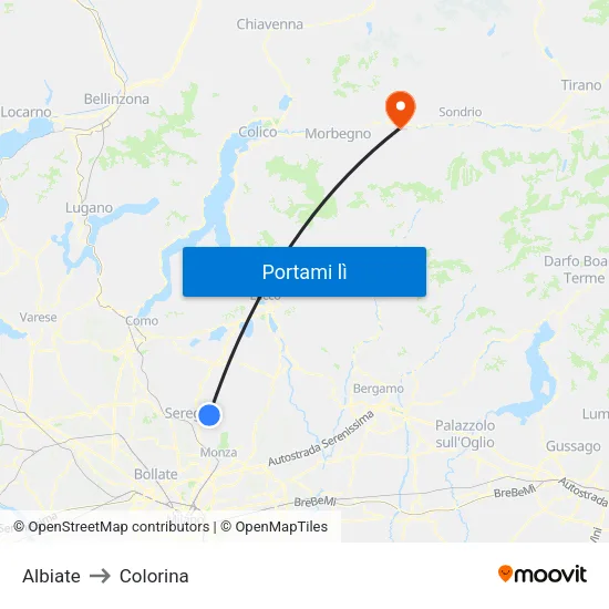 Albiate to Colorina map