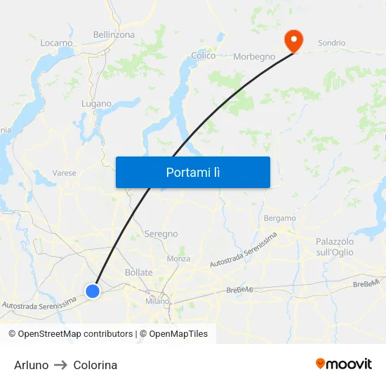 Arluno to Colorina map