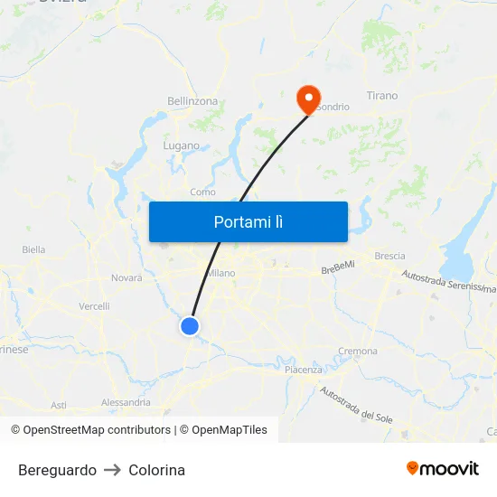 Bereguardo to Colorina map