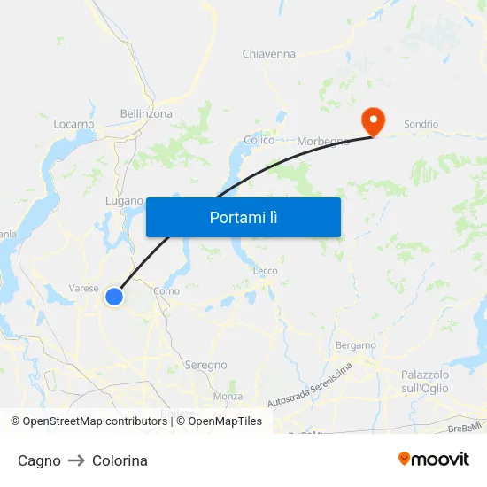 Cagno to Colorina map