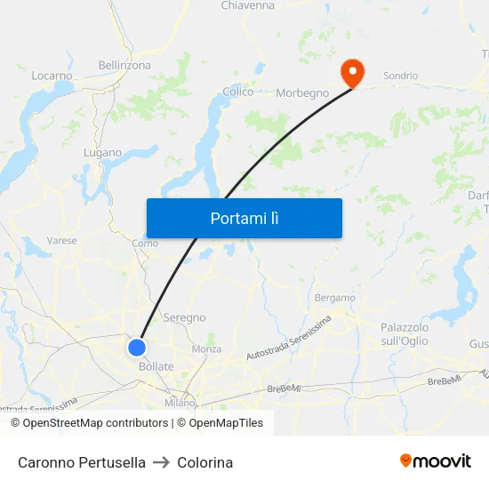 Caronno Pertusella to Colorina map