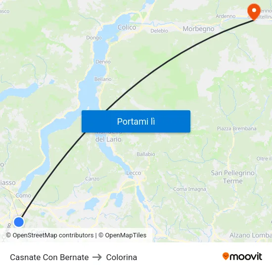Casnate Con Bernate to Colorina map