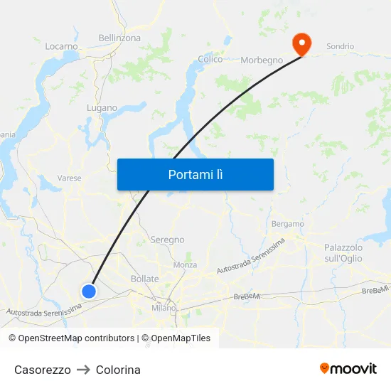 Casorezzo to Colorina map