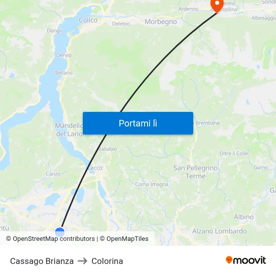 Cassago Brianza to Colorina map