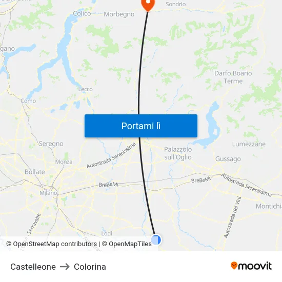 Castelleone to Colorina map