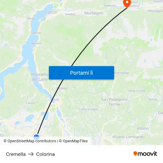 Cremella to Colorina map