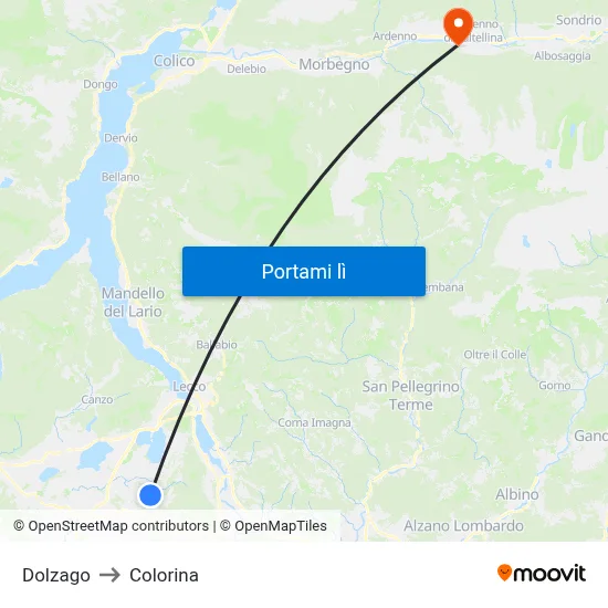 Dolzago to Colorina map