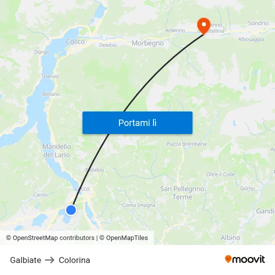 Galbiate to Colorina map