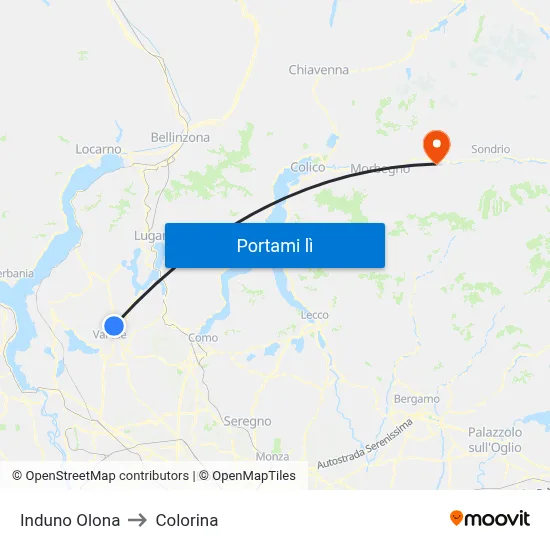 Induno Olona to Colorina map