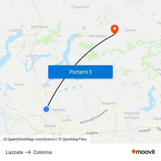 Lazzate to Colorina map