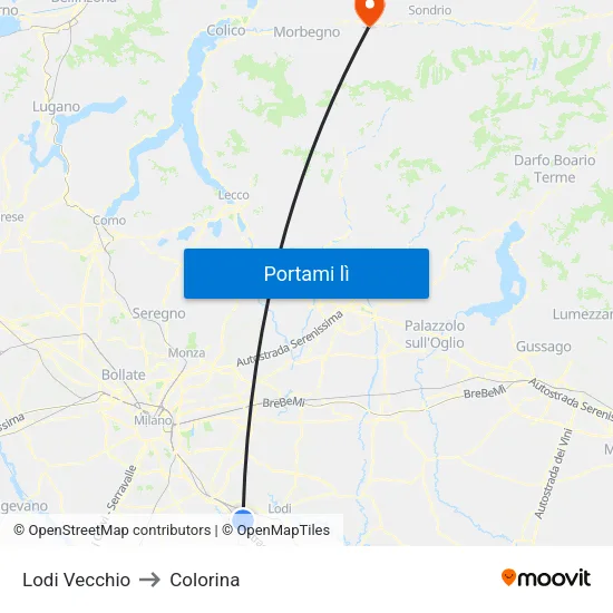 Lodi Vecchio to Colorina map
