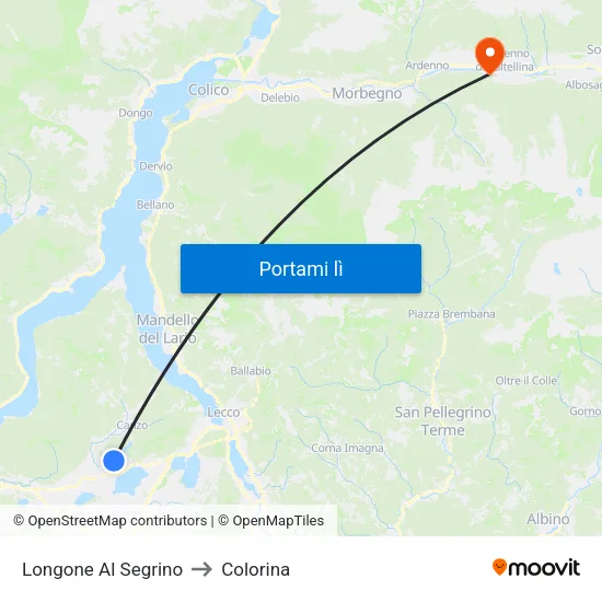 Longone Al Segrino to Colorina map