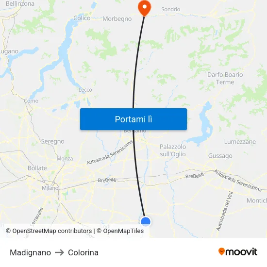 Madignano to Colorina map