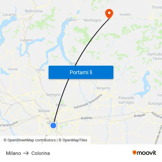 Milano to Colorina map