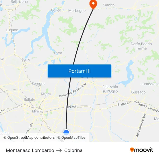 Montanaso Lombardo to Colorina map