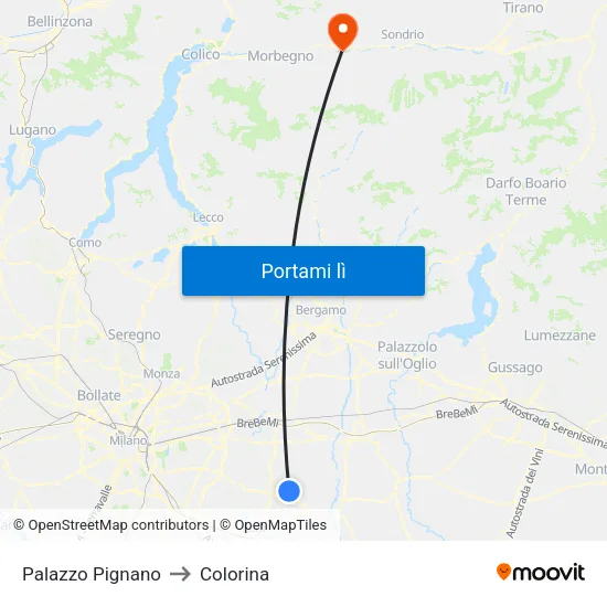 Palazzo Pignano to Colorina map