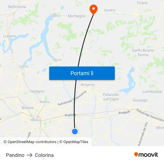 Pandino to Colorina map