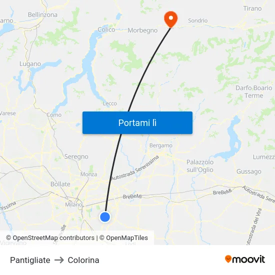 Pantigliate to Colorina map