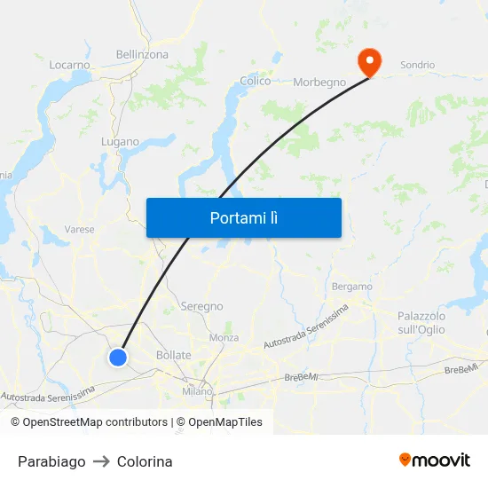 Parabiago to Colorina map