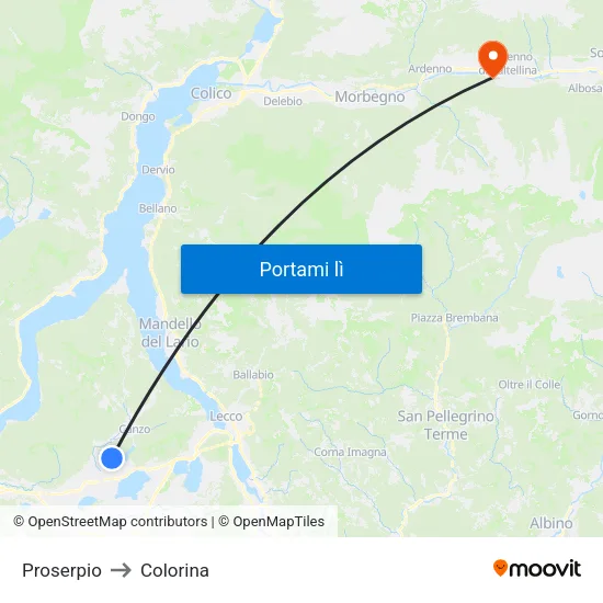 Proserpio to Colorina map