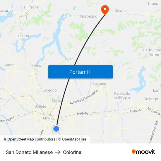 San Donato Milanese to Colorina map