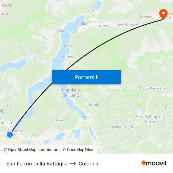 San Fermo Della Battaglia to Colorina map
