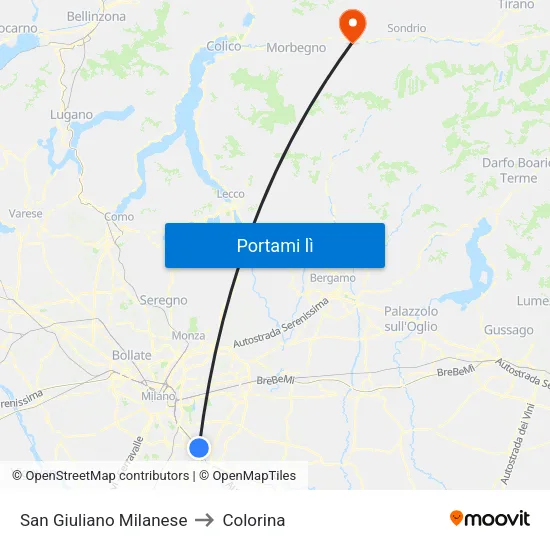 San Giuliano Milanese to Colorina map