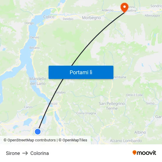 Sirone to Colorina map