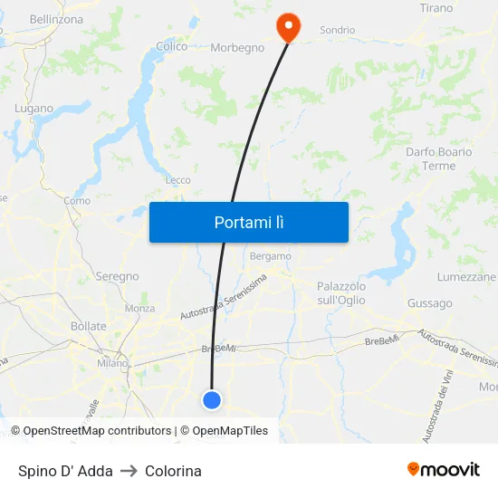 Spino D' Adda to Colorina map