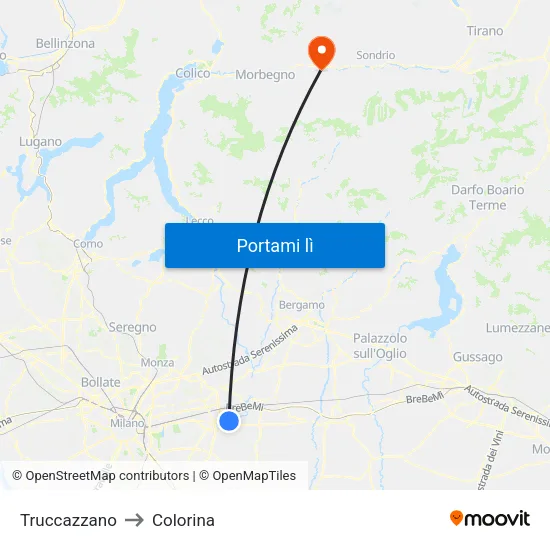 Truccazzano to Colorina map