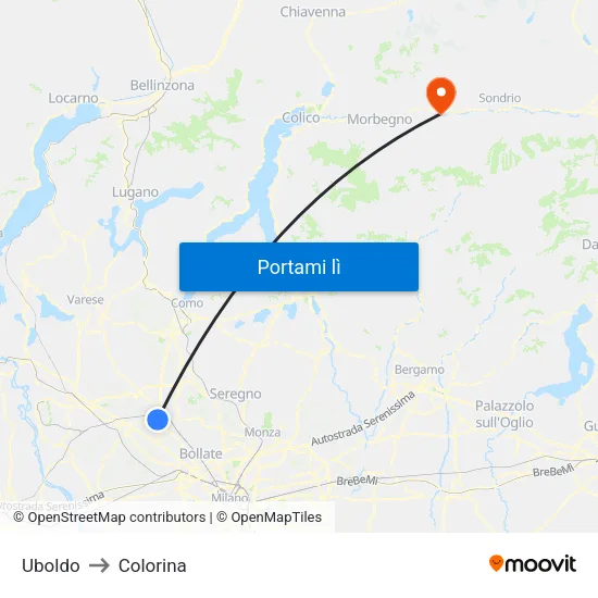 Uboldo to Colorina map