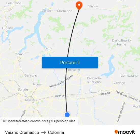 Vaiano Cremasco to Colorina map