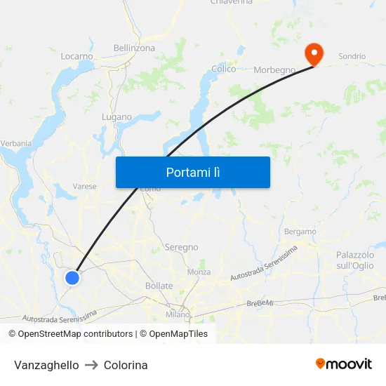 Vanzaghello to Colorina map