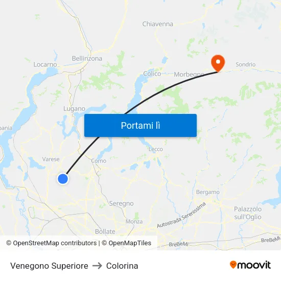 Venegono Superiore to Colorina map