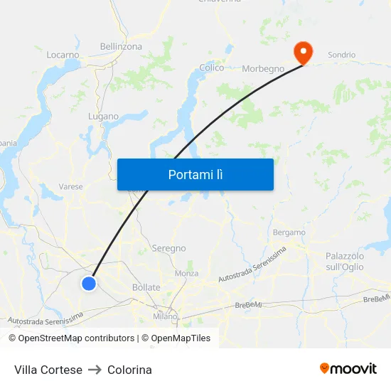 Villa Cortese to Colorina map