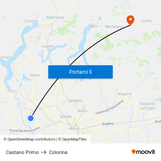 Castano Primo to Colorina map