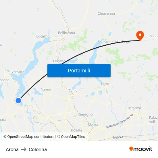 Arona to Colorina map