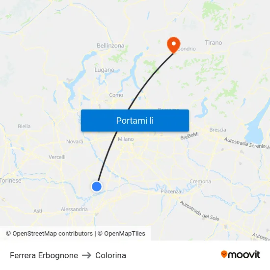 Ferrera Erbognone to Colorina map
