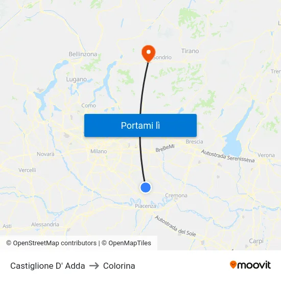 Castiglione D' Adda to Colorina map