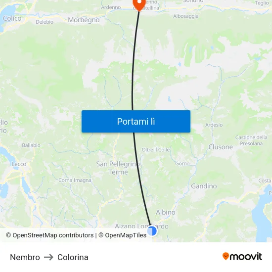 Nembro to Colorina map