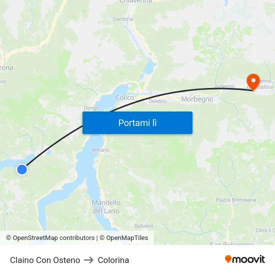 Claino Con Osteno to Colorina map