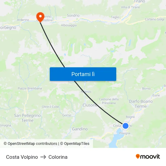 Costa Volpino to Colorina map