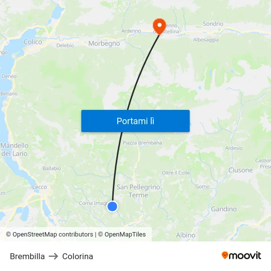 Brembilla to Colorina map