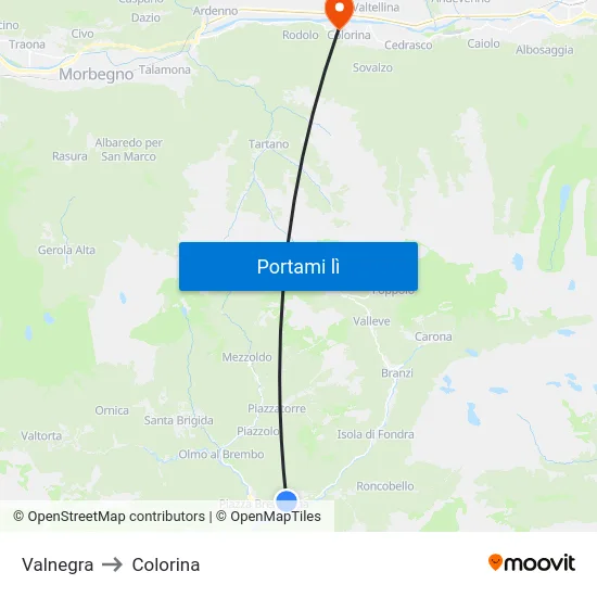Valnegra to Colorina map