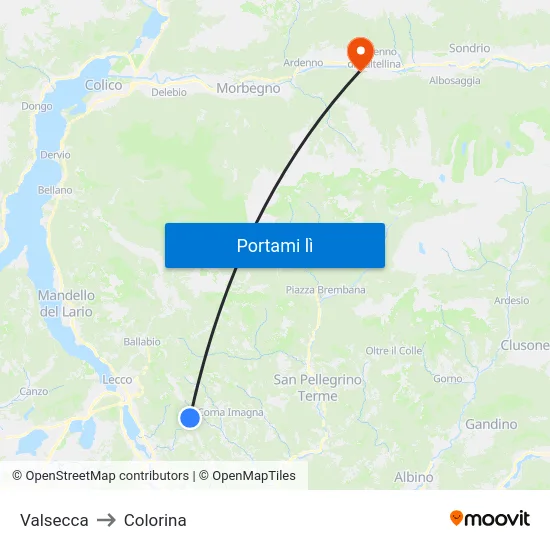 Valsecca to Colorina map