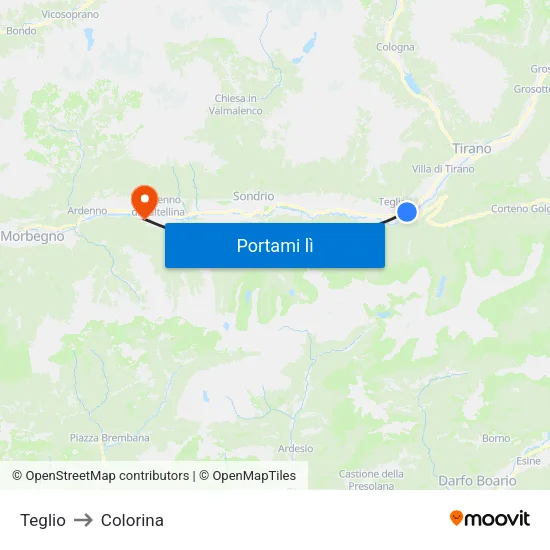 Teglio to Colorina map