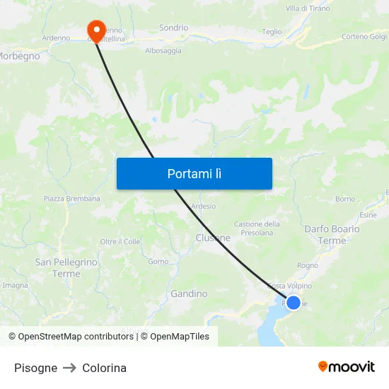 Pisogne to Colorina map